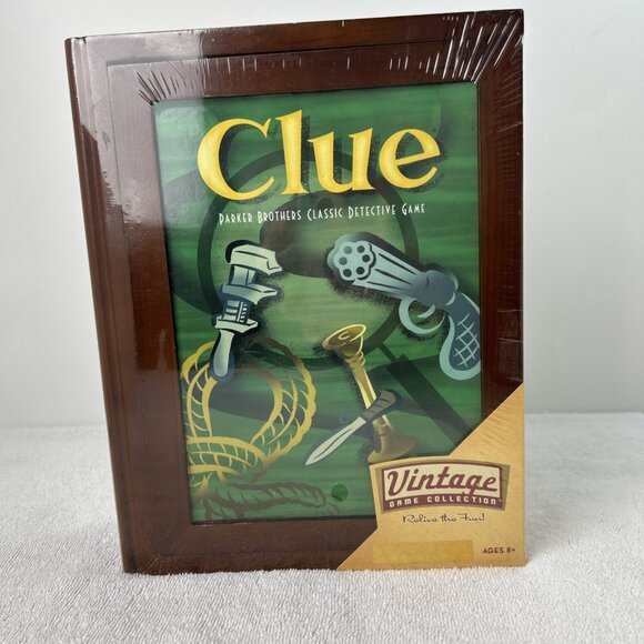 Clue Boardgame Vintage Wooden Box Edition 2005 Hasbro New Sealed Detective - Picture 1 of 9